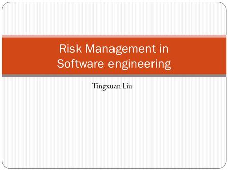 Tingxuan Liu Risk Management in Software engineering.