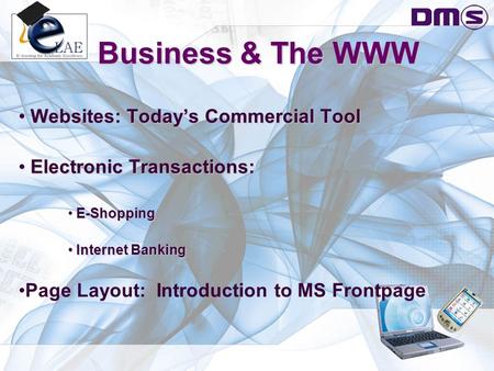 Business & The WWW Websites: Today’s Commercial Tool Websites: Today’s Commercial Tool Electronic Transactions: Electronic Transactions: E-Shopping Internet.