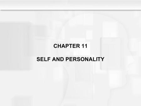 CHAPTER 11 SELF AND PERSONALITY