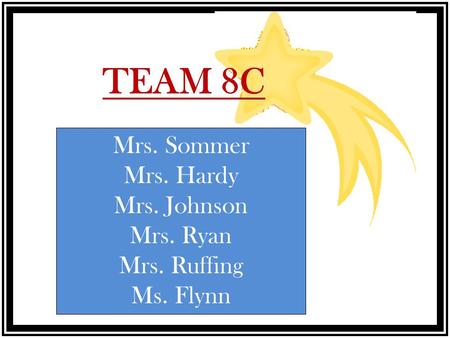 TEAM 8C Mrs. Sommer Mrs. Hardy Mrs. Johnson Mrs. Ryan Mrs. Ruffing Ms. Flynn.