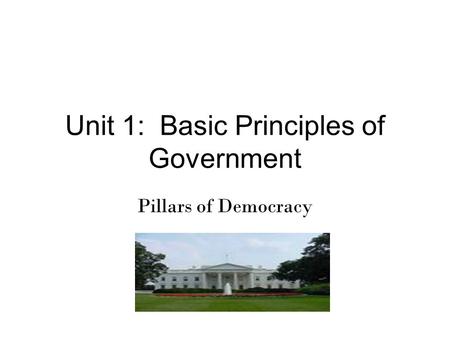 Unit 1: Basic Principles of Government Pillars of Democracy.