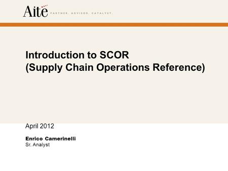 Introduction to SCOR (Supply Chain Operations Reference)