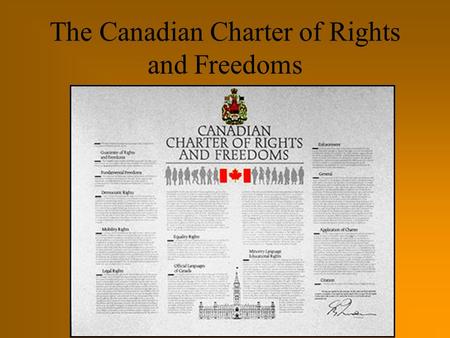 The Canadian Charter of Rights and Freedoms. Registrar General Andre Ouellet approaches to sign the Constitution, April 1982 P.M. John Diefenbaker holding.