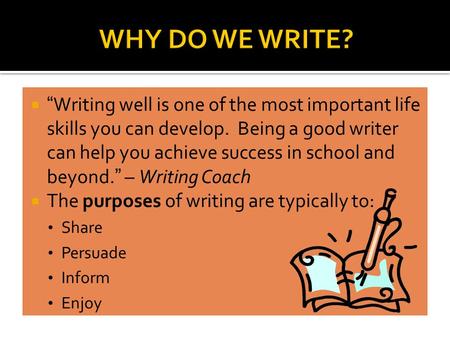  “Writing well is one of the most important life skills you can develop. Being a good writer can help you achieve success in school and beyond.” – Writing.