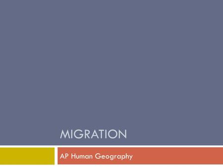 Migration AP Human Geography.