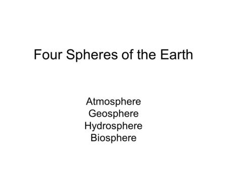 Four Spheres of the Earth