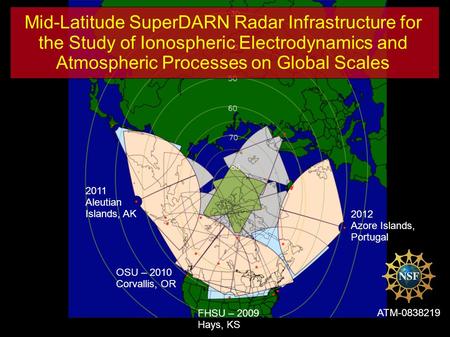 Mid-Latitude SuperDARN Radar Infrastructure for the Study of Ionospheric Electrodynamics and Atmospheric Processes on Global Scales ATM-0838219 FHSU –