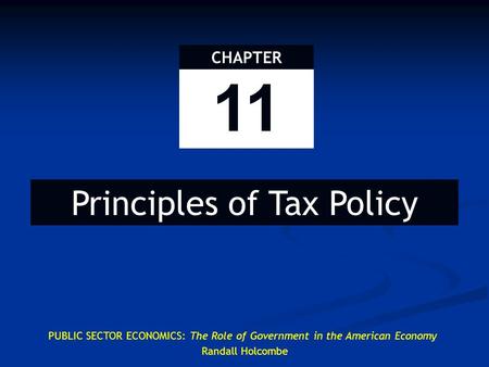 Principles of Tax Policy