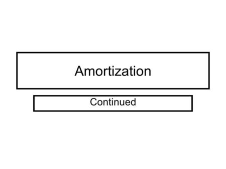 Amortization Continued. If annual amortization is inadequate or excessive, a change in the periodic amount should be made. When a change is made, 1. there.