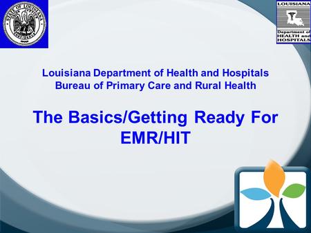 Sub-title The Basics/Getting Ready For EMR/HIT Louisiana Department of Health and Hospitals Bureau of Primary Care and Rural Health.