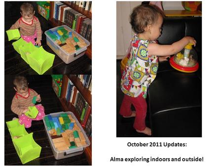 October 2011 Updates: Alma exploring indoors and outside!