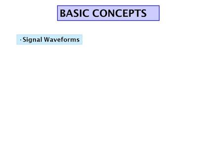 BASIC CONCEPTS Signal Waveforms. Continuous/Discontinuous.