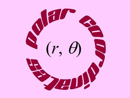 (r,  ). You are familiar with plotting with a rectangular coordinate system. We are going to look at a new coordinate system called the polar coordinate.