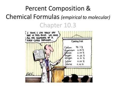 Percent Composition & Chemical Formulas (empirical to molecular) Chapter 10.3.