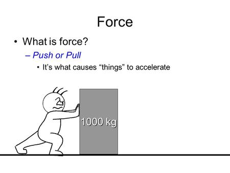 Force What is force? 1000 kg Push or Pull