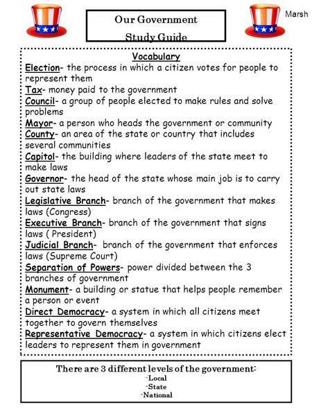 There are 3 different levels of the government: