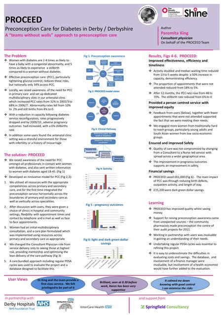 PROCEED Preconception Care for Diabetes in Derby / Derbyshire A “teams without walls” approach to preconception care Author Paromita King Consultant physician.