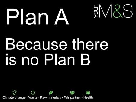 Because there is no Plan B Plan A. Contents  The M&S journey over the last 10 years  Drivers for Plan A  Putting Plan A together  Opportunities and.