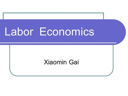 Labor Economics Xiaomin Gai.