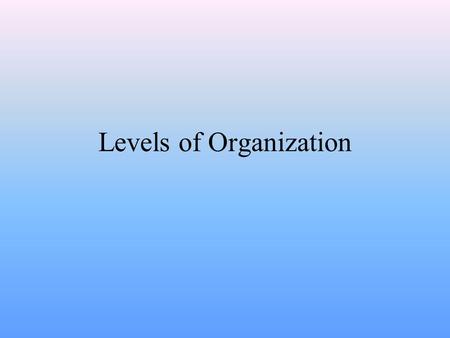 Levels of Organization Division of Labor & The First Level Within multi-cellular organisms there is division of labor. Division of labor means that the.