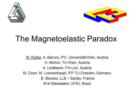 The Magnetoelastic Paradox M. Rotter, A. Barcza, IPC, Universität Wien, Austria H. Michor, TU-Wien, Austria A. Lindbaum, FH-Linz, Austria M. Doerr, M.