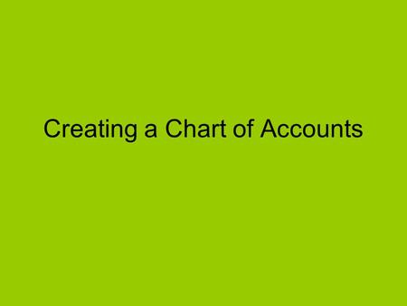 Creating a Chart of Accounts