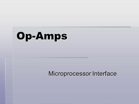 Microprocessor Interface