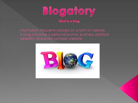 Information frequently posted on a form of website. A blog could be a personal journal, business, political, celebrity, and even comedy website.