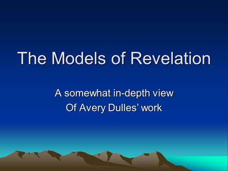 The Models of Revelation