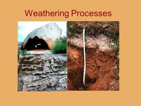 Weathering Processes. Weathering 1.Weathering vs. Erosion 2.Joints: Setting the Stage 3.Physical (Mechanical) Weathering 4.Chemical Weathering.