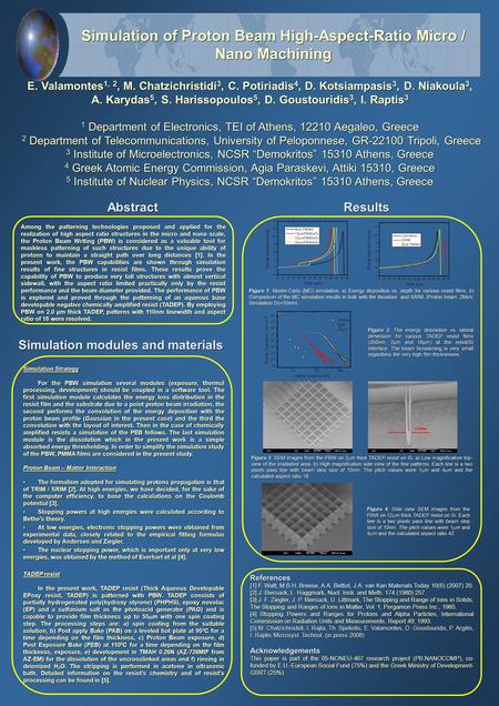 Simulation of Proton Beam High-Aspect-Ratio Micro / Nano Machining E. Valamontes 1, 2, M. Chatzichristidi 3, C. Potiriadis 4, D. Kotsiampasis 3, D. Niakoula.