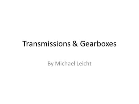 Transmissions & Gearboxes