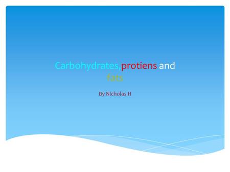 Carbohydrates,protiens and fats By Nicholas H. Here is a food pyramid. It tells you what goes into a balanced diet. If you eat these foods then you will.