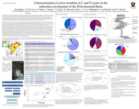 Characterization of active members in C and N cycles in the subsurface environment of the Witwatersrand Basin M. Lindsay 1, C.Y.M. Lau 1, G. Tetteh 1,