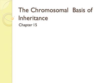 The Chromosomal Basis of Inheritance Chapter 15. The Chromosomal Theory of Inheritance chromosomes and genes are present as pairs in diploid cells homologous.