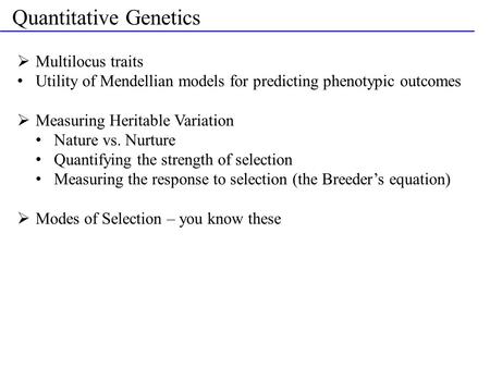 Quantitative Genetics