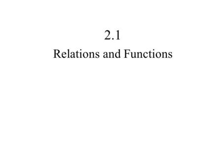 Relations and Functions