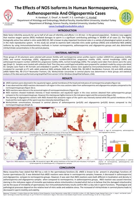 The Effects of NOS Isoforms In Human Normospermia, Asthenospermia And Oligospermia Cases H. Karakaya 1, E. Ünsal 1, A. Kandil 2, Y. E. Canıllıoğlu 1, C.