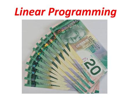 Linear Programming. Consider the following problem: A tailor has the following materials available in stock: 16 m 2 of cotton, 11 m 2 of silk and 15 m.