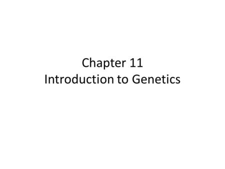 Chapter 11 Introduction to Genetics