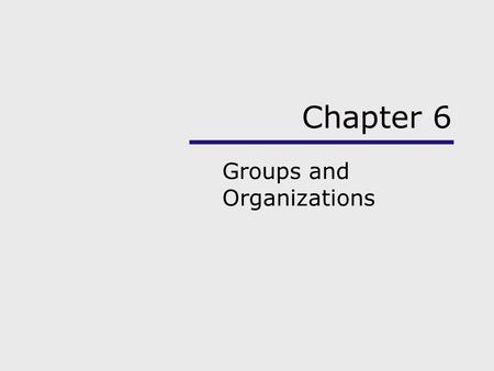 Groups and Organizations