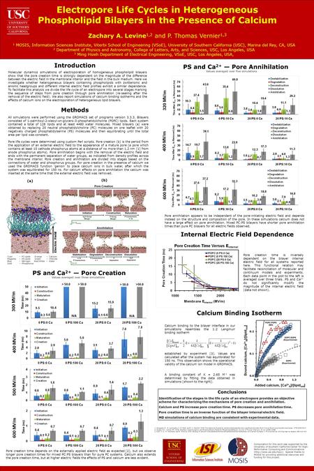 Electropore Life Cycles in Heterogeneous Phospholipid Bilayers in the Presence of Calcium Zachary A. Levine 1,2 and P. Thomas Vernier 1,3 1 MOSIS, Information.