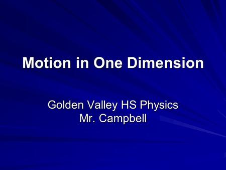 Motion in One Dimension