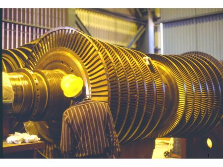 1. The flanges at the end of the two turbine shafts seen above, are bolted together to form a very rigid friction coupling 2.