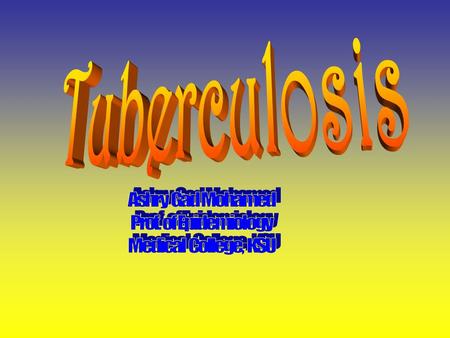 Magnitude of the problem Annually 8 million new cases 3 million deaths 95% from developing countries 19-43% of world population is infected Between 2000-2020.