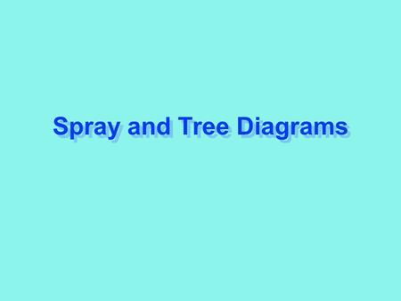 Spray and Tree Diagrams. Contents Spray Diagrams –Capture –Analysis –Organisation Tree Diagrams –Analysis –Communication.