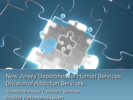 New Jersey Department of Human Services Division of Addiction Services Substance Abuse Treatment Services Provider Performance Report Substance Abuse Treatment.