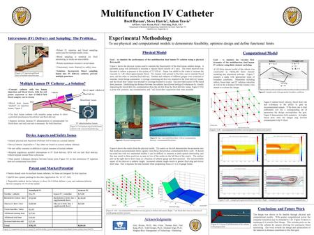 Multifunction IV Catheter Brett Byram 1, Steve Harris 1, Adam Travis 1 Advisors: Gary Byram, Ph.D. 2 ; Paul King, Ph.D., P.E. 1 1 Department of Biomedical.