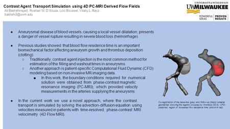 Contrast Agent Transport Simulation using 4D PC-MRI Derived Flow Fields Ali Bakhshinejad, Roshan M. D'Souza, Loic Boussel, Vitaliy L. Rayz