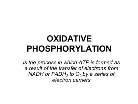 OXIDATIVE PHOSPHORYLATION